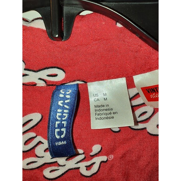 Kellogg's Button Shirt Men Medium Red Breakfast Cereal AOP Graphic Divided H & M - Picture 8 of 16